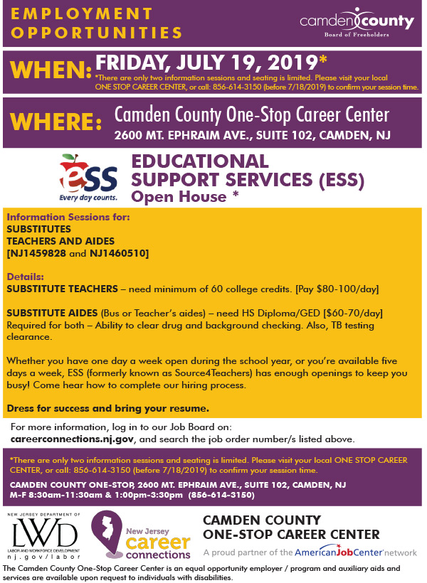 One-Stop Career Center - Employment Opportunity Event